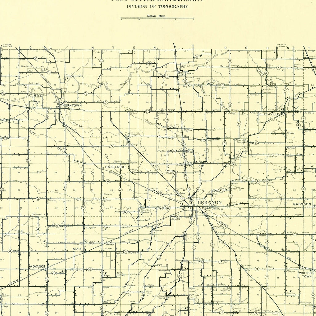 Vintage Map of Boone County, Indiana 1911