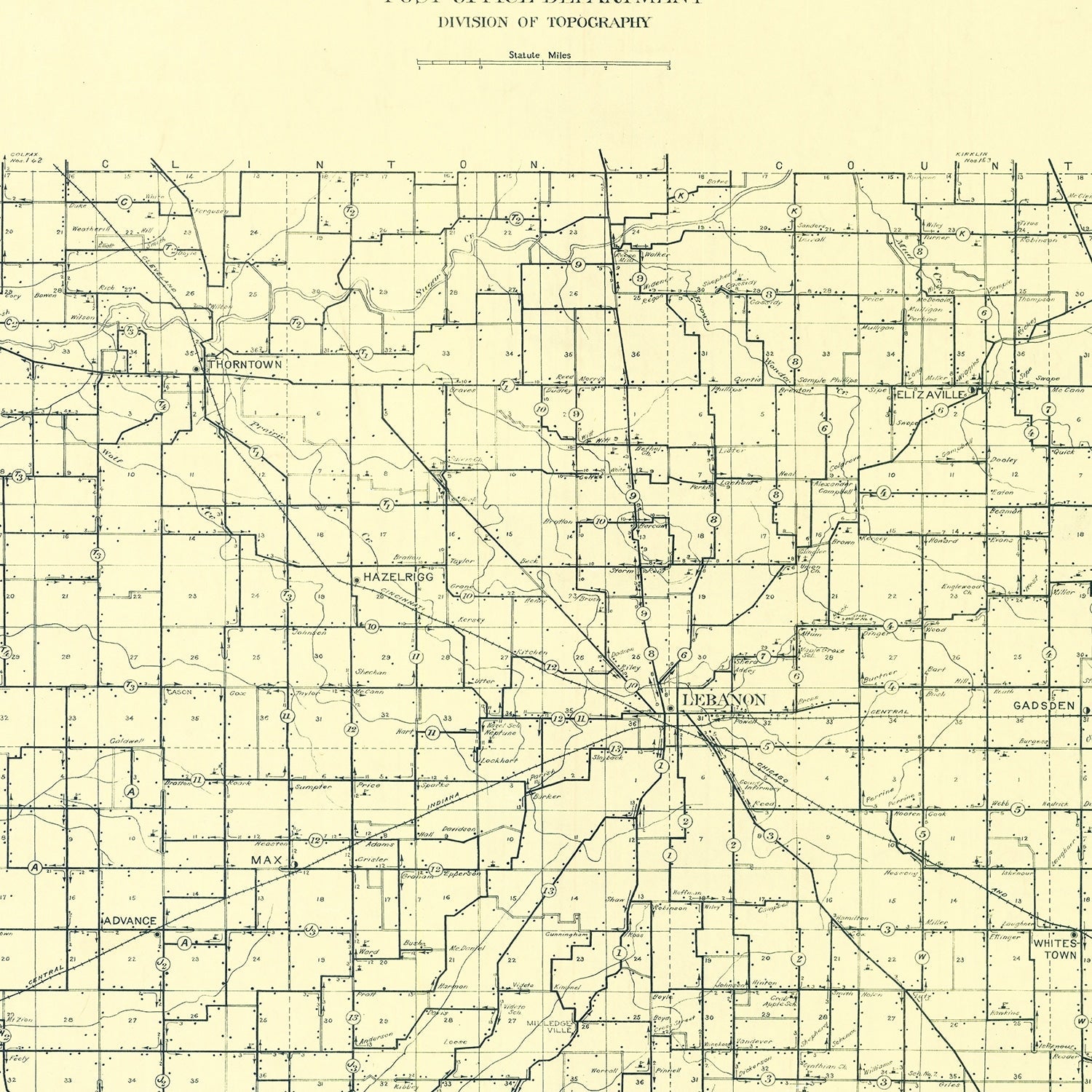 Vintage Map of Boone County, Indiana 1911