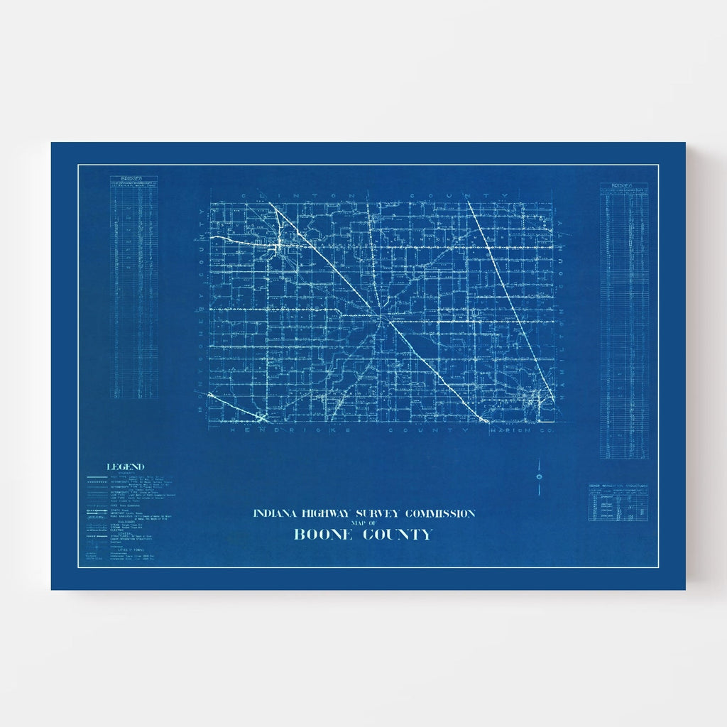Vintage Map of Boone County, Indiana 1936