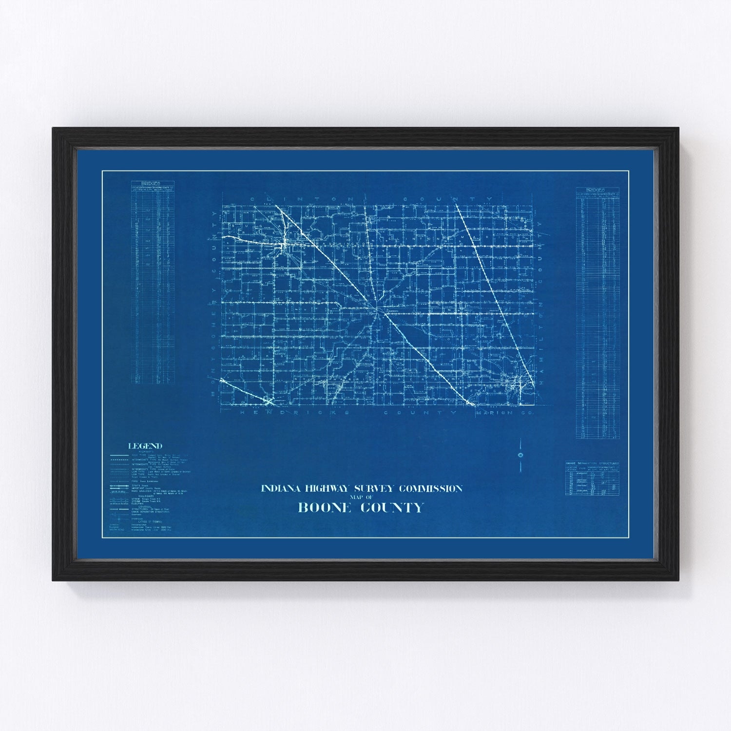 Vintage Map of Boone County, Indiana 1936