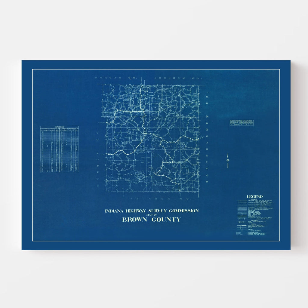 Vintage Map of Brown County, Indiana 1936