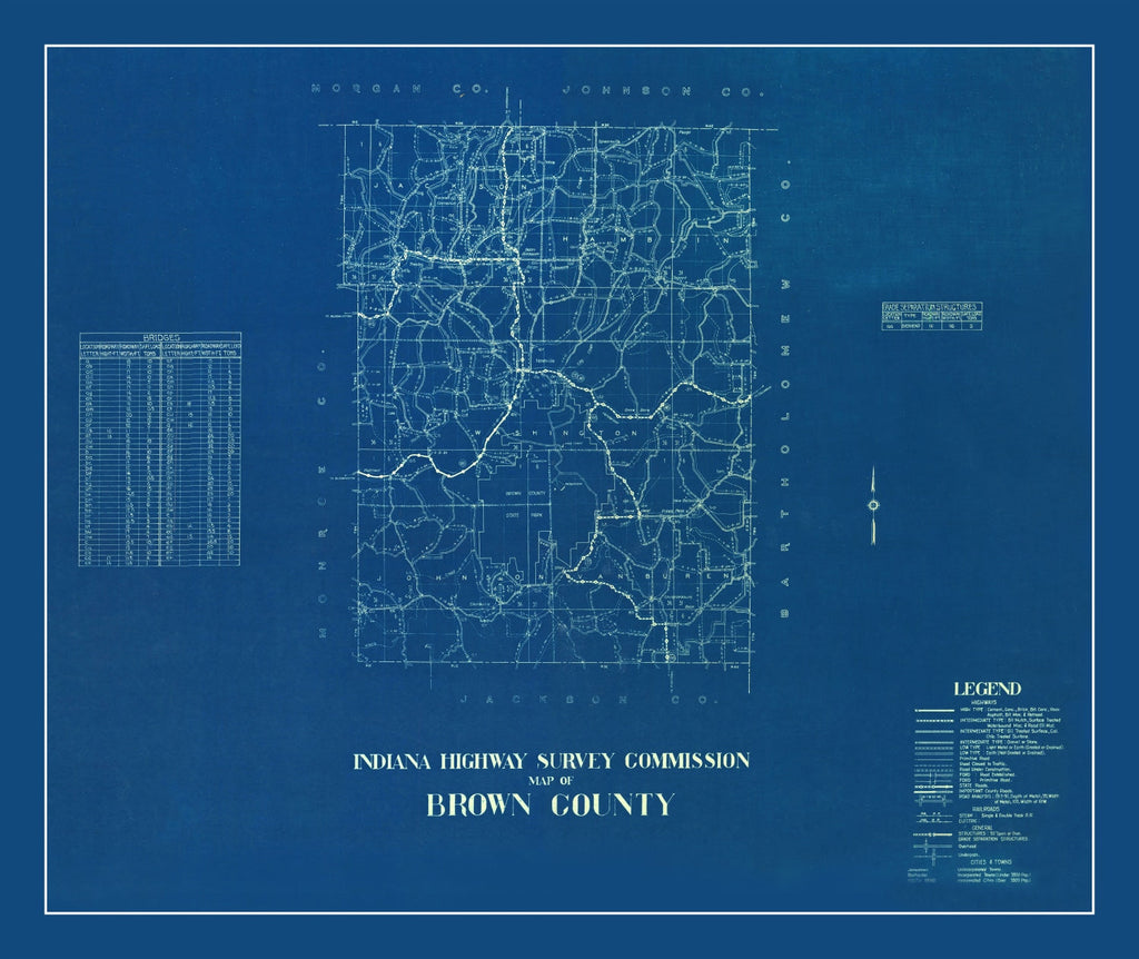 Vintage Map of Brown County, Indiana 1936