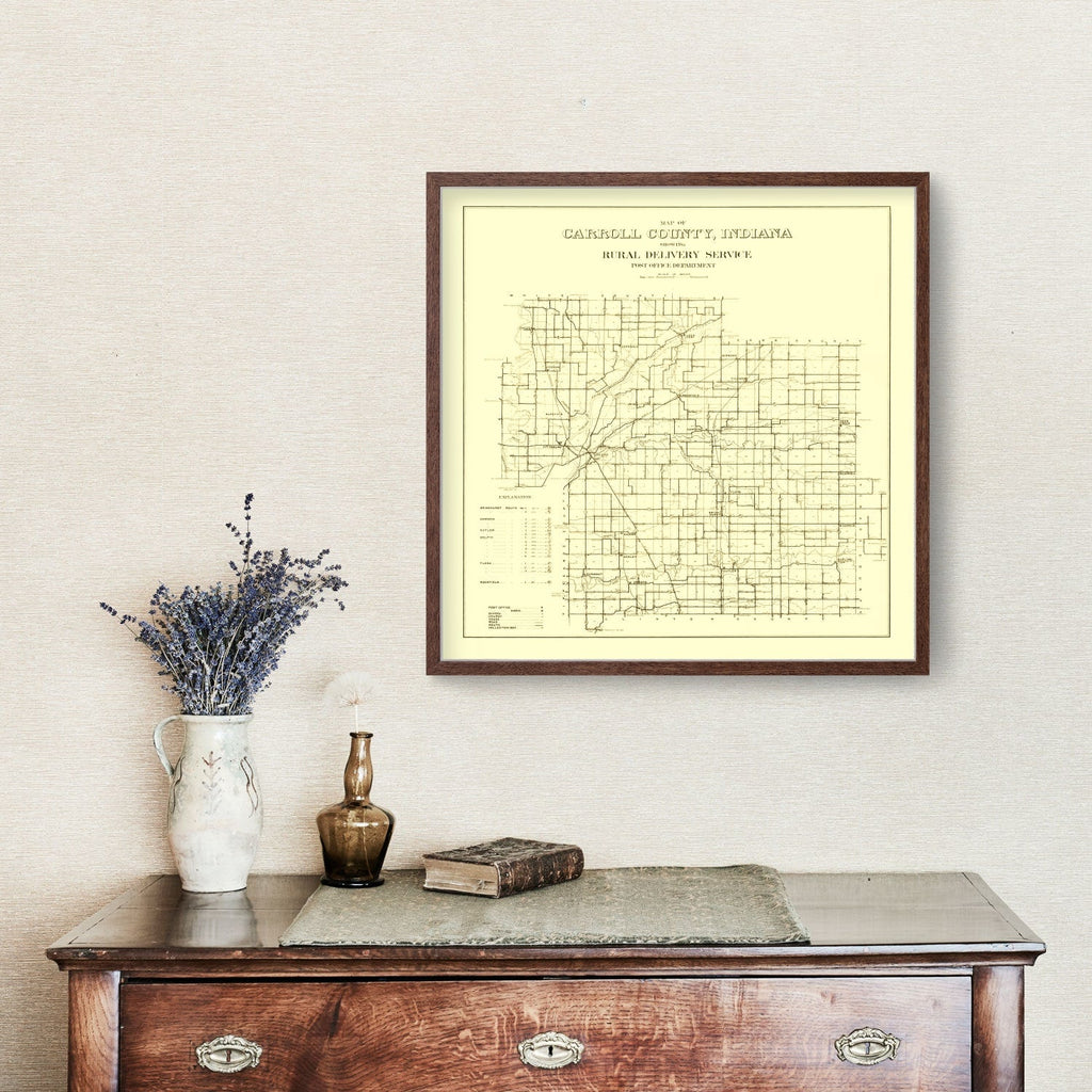 Vintage Map of Carroll County, Indiana 1910
