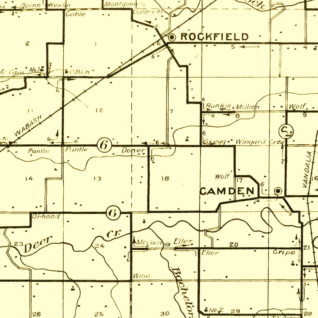 Vintage Map of Carroll County, Indiana 1910