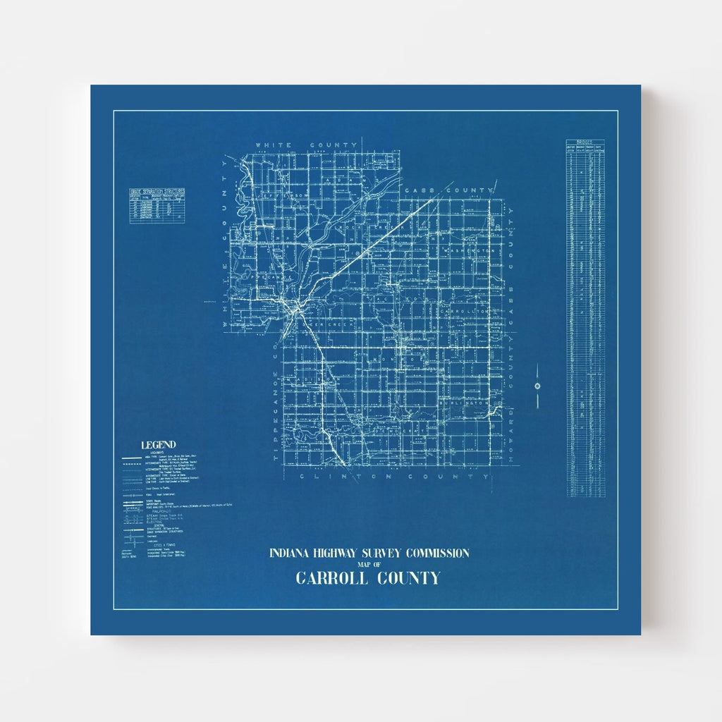 Vintage Map of Carroll County, Indiana 1936