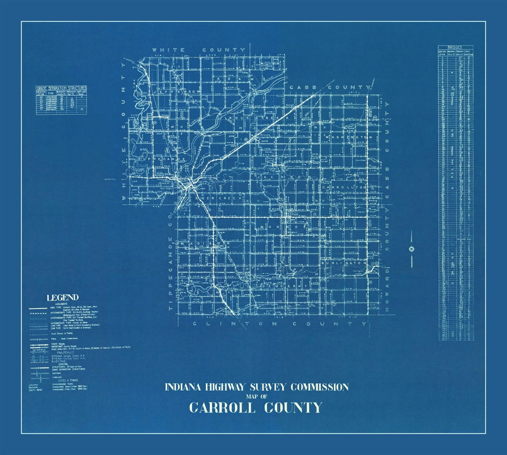 Vintage Map of Carroll County, Indiana 1936