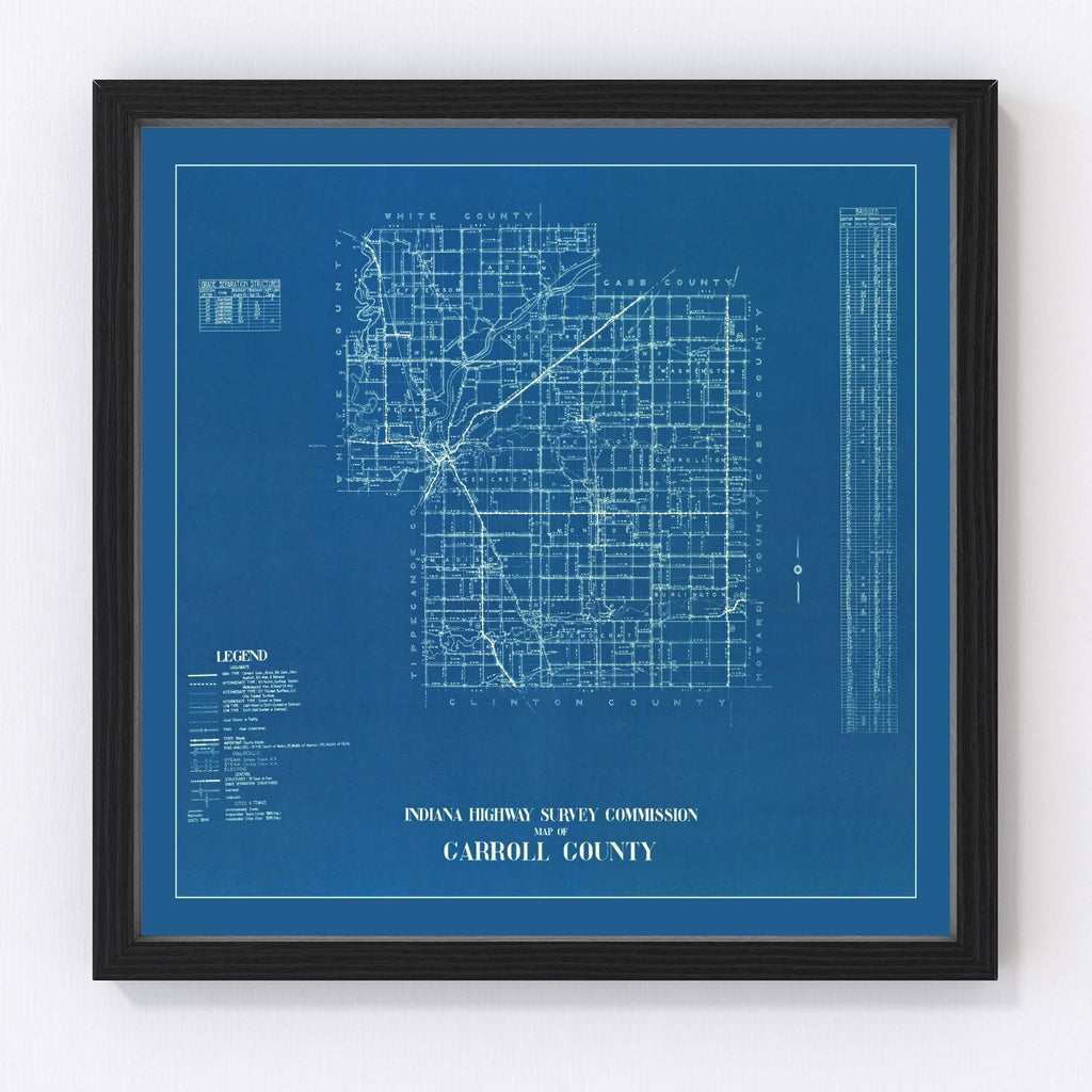 Vintage Map of Carroll County, Indiana 1936