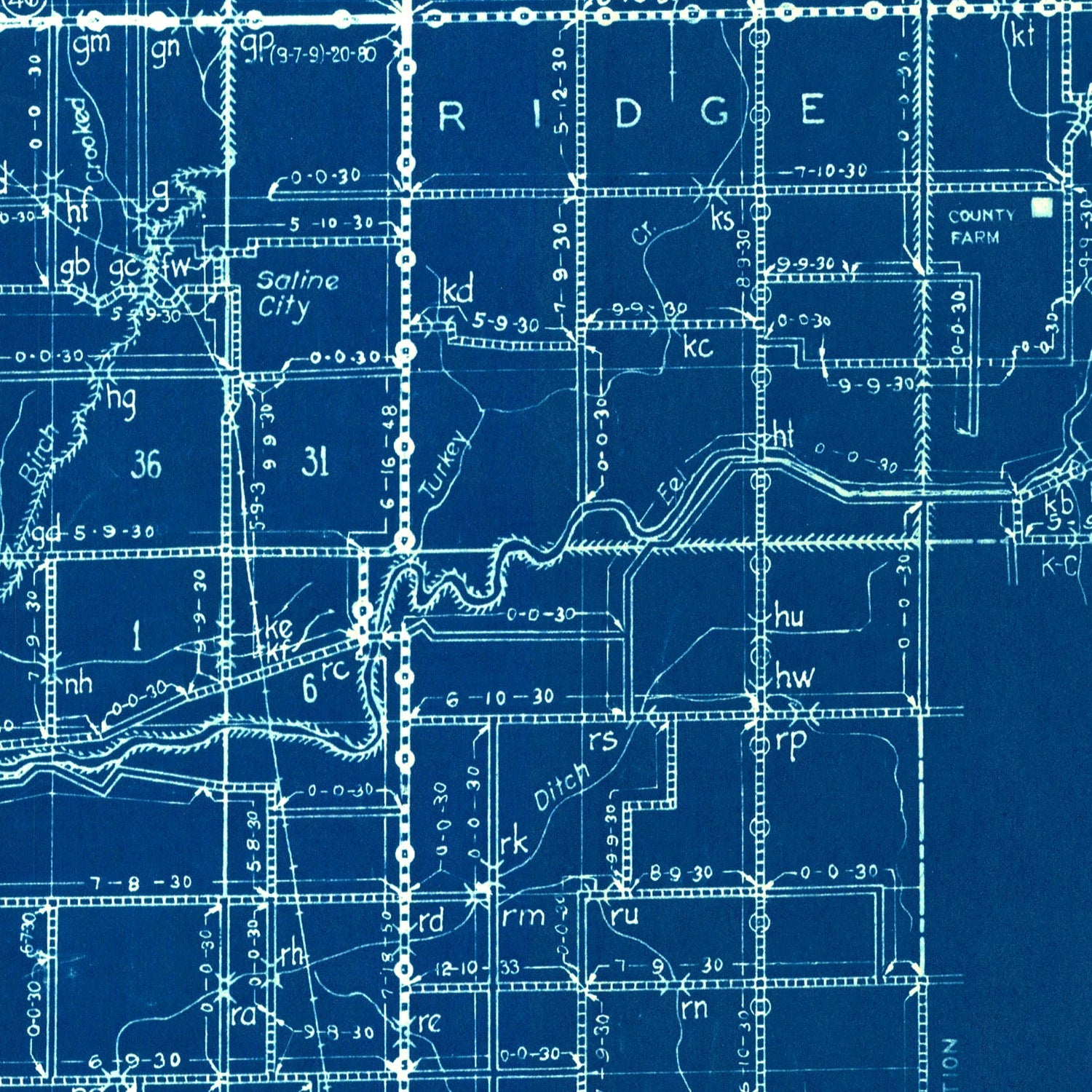 Vintage Map of Clay County, Indiana 1936