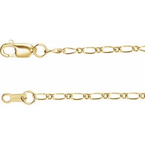 14K Yellow Gold 1.5 mm Adjustable Figaro 16-18" Chain