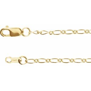 14K Yellow Gold 1.5 mm Figaro 7" Chain