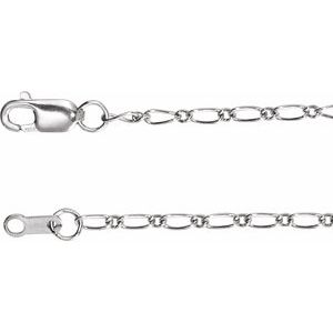 14K White Gold 1.5 mm Adjustable Figaro 16-18" Chain