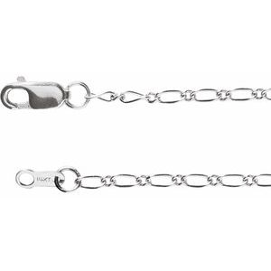 14K White Gold 1.5 mm Figaro 20" Chain