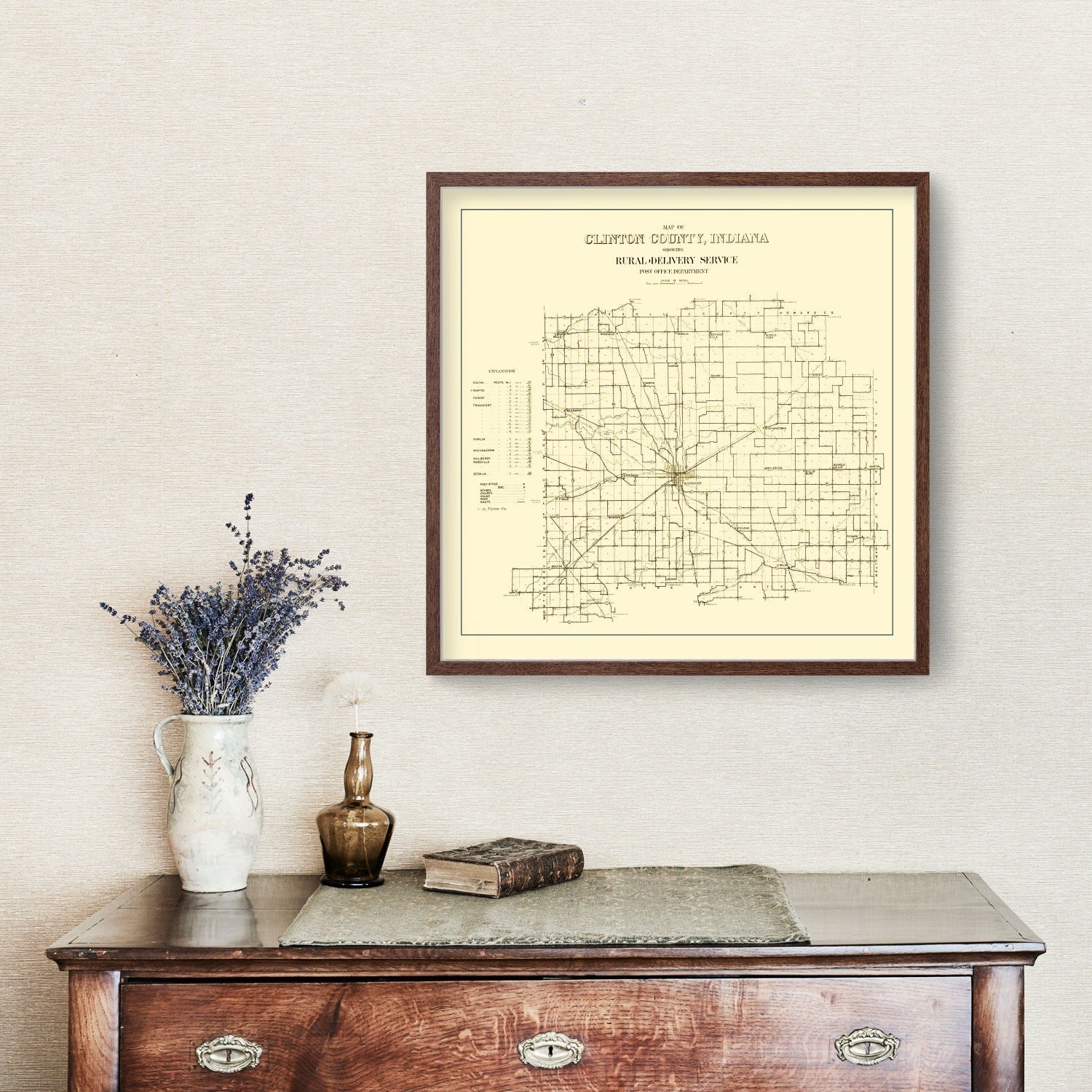 Vintage Map of Clinton County, Indiana 1911