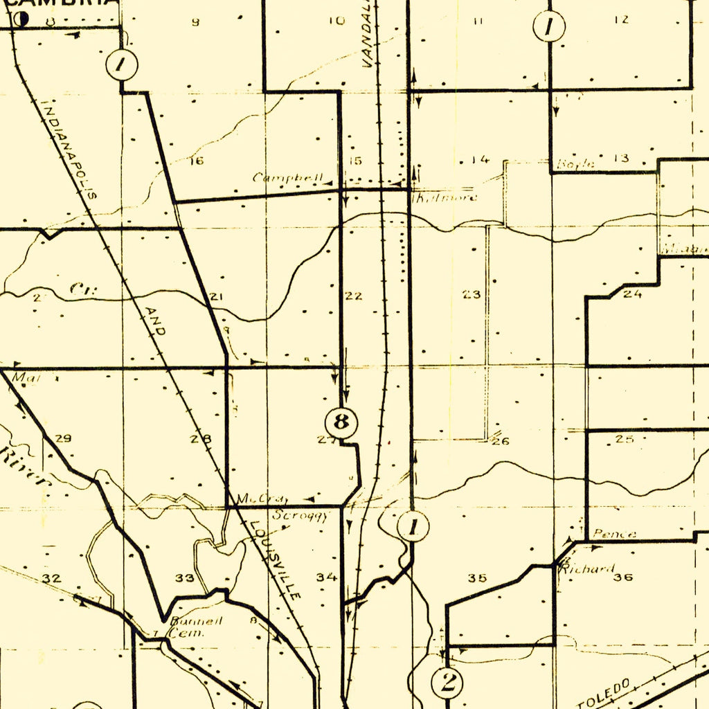 Vintage Map of Clinton County, Indiana 1911