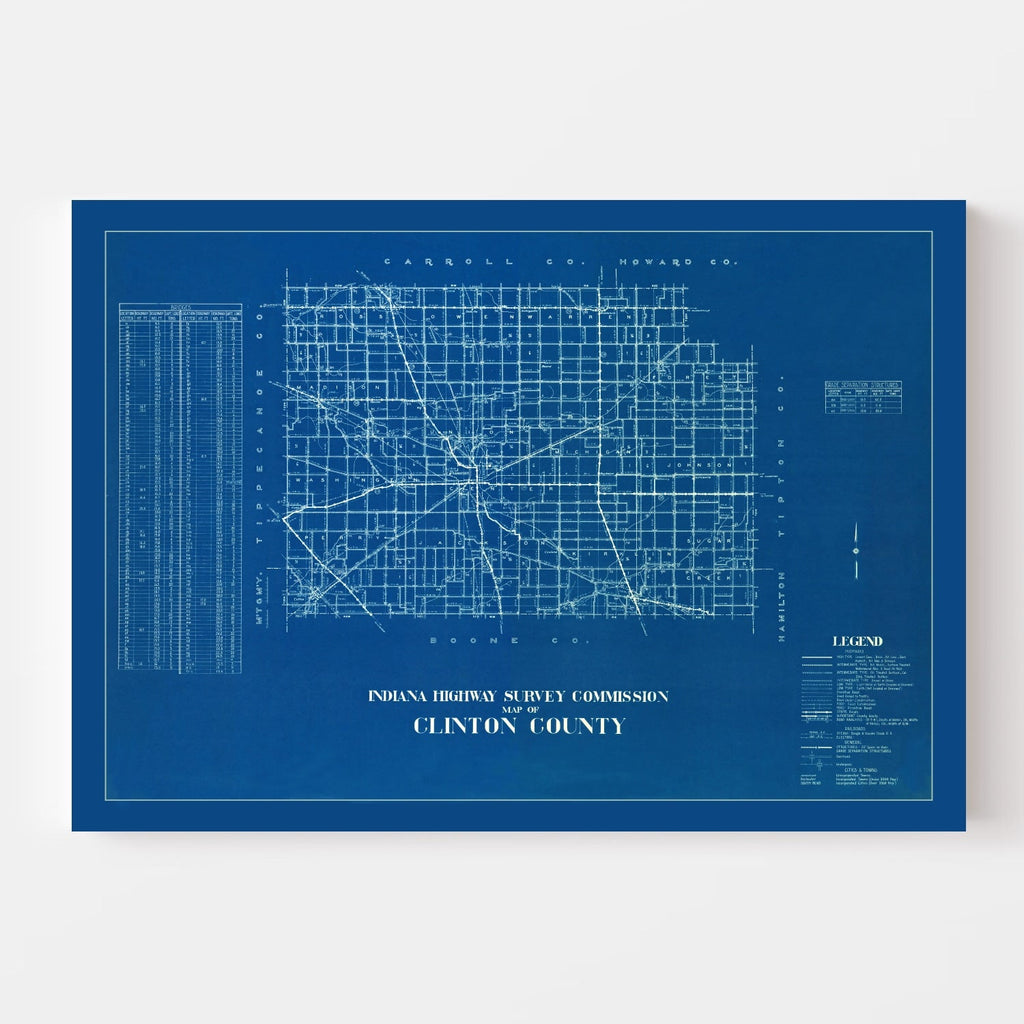 Vintage Map of Clinton County, Indiana 1936