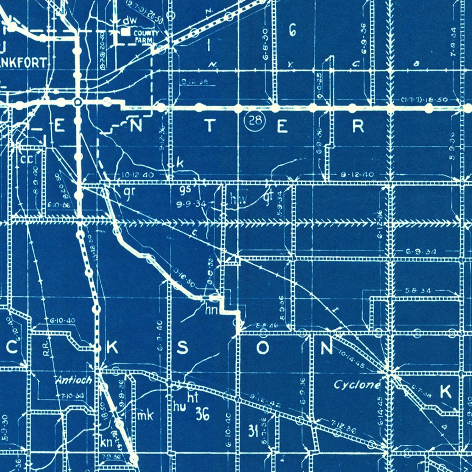 Vintage Map of Clinton County, Indiana 1936