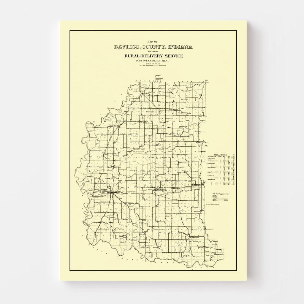 Vintage Map of Daviess County, Indiana 1910