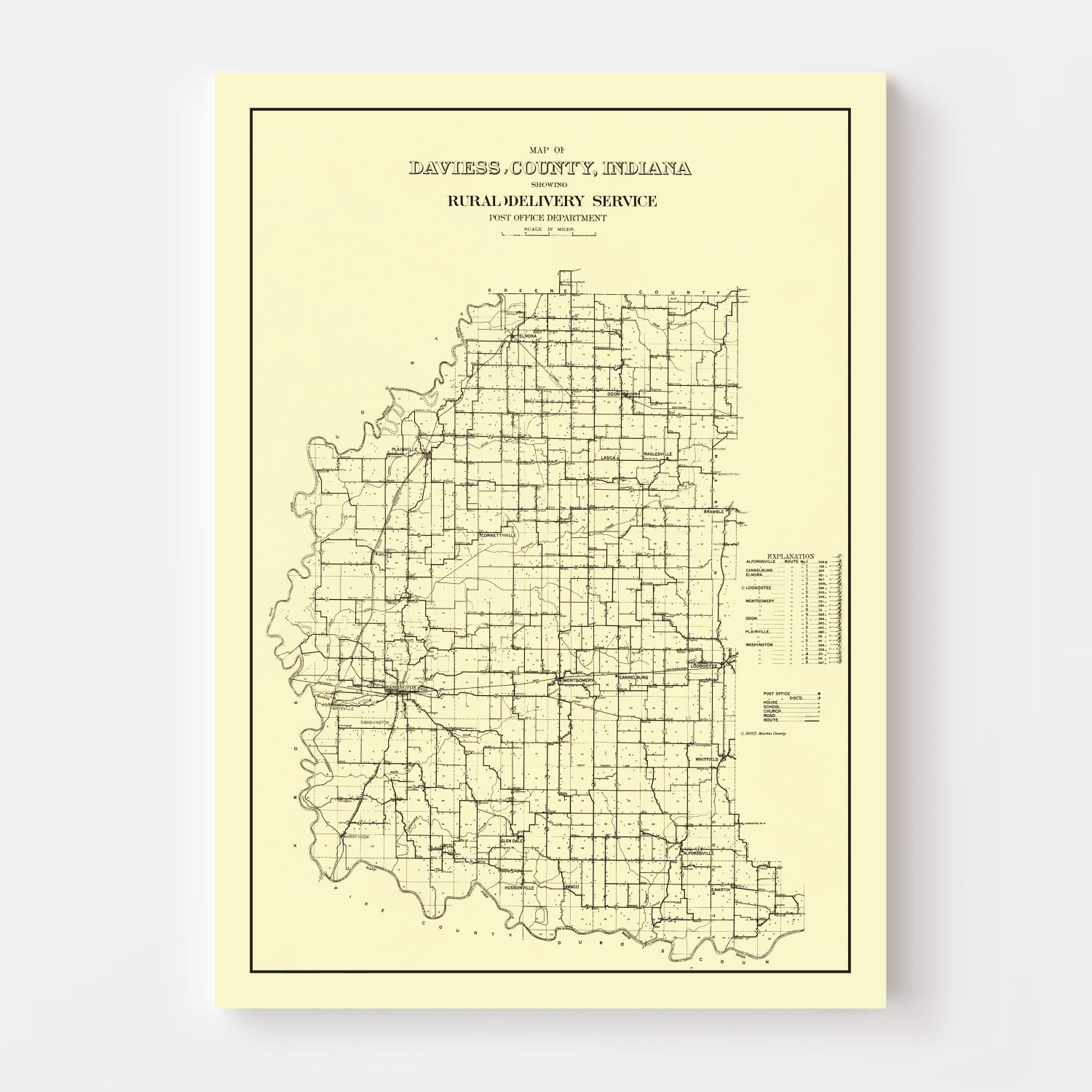 Vintage Map of Daviess County, Indiana 1910