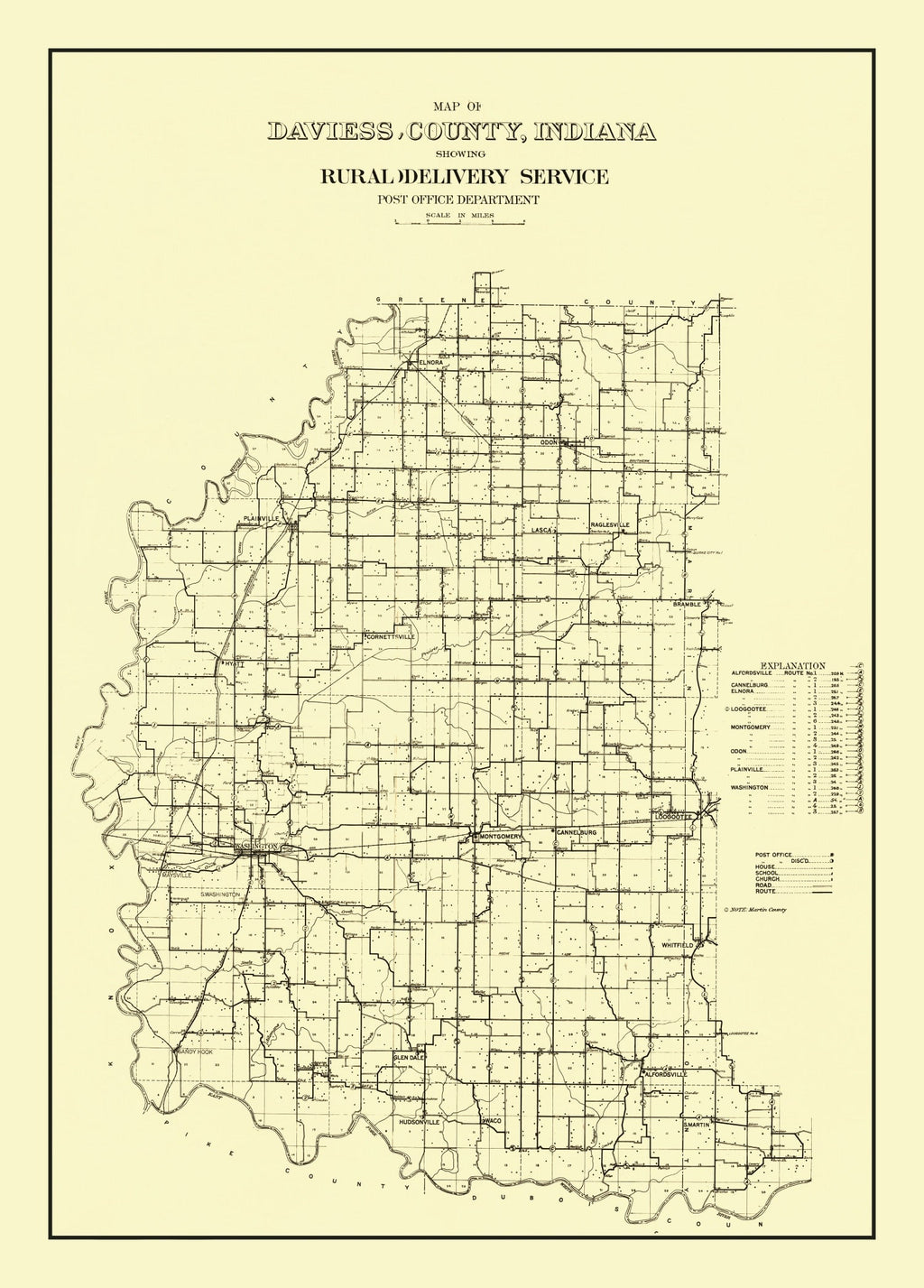 Vintage Map of Daviess County, Indiana 1910