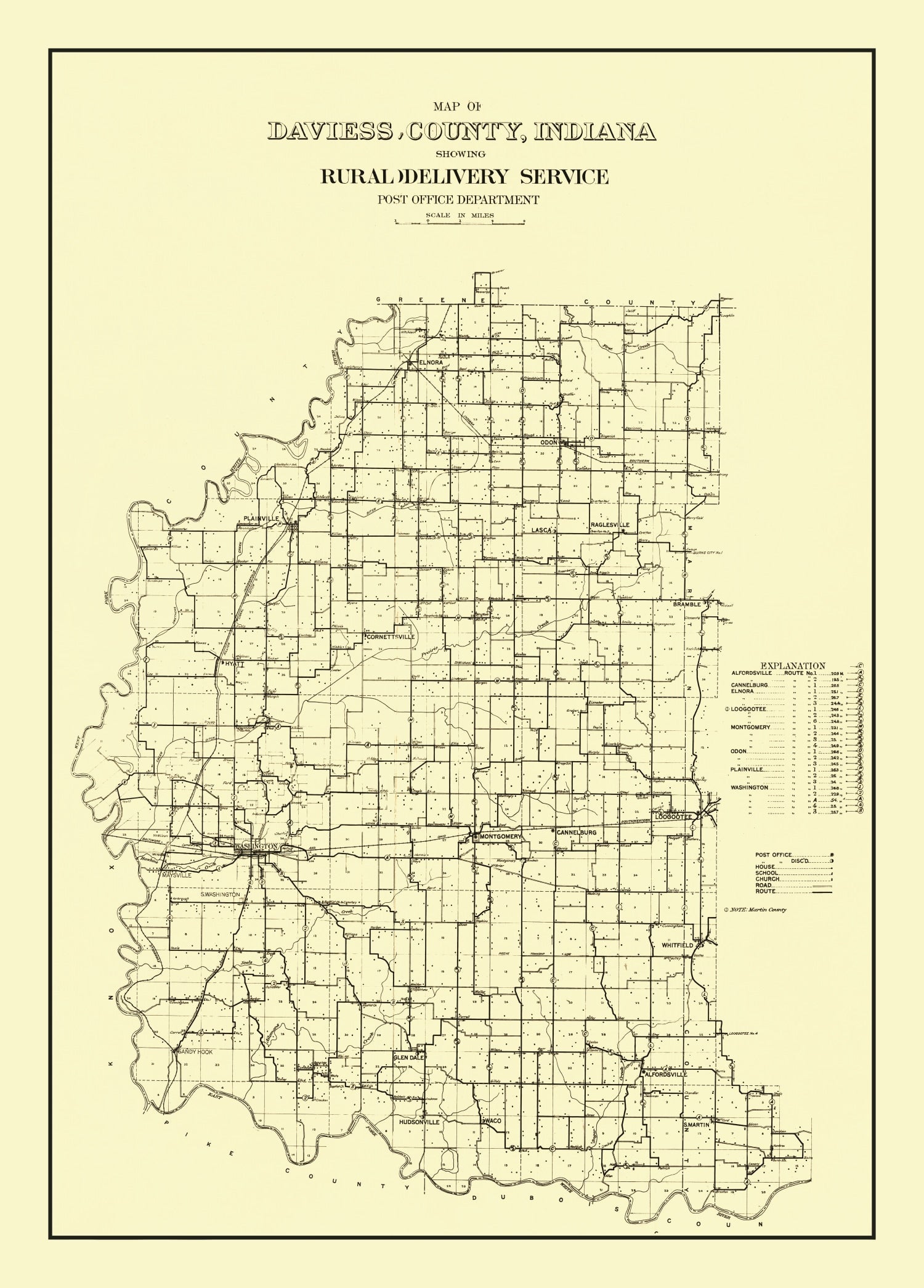 Vintage Map of Daviess County, Indiana 1910