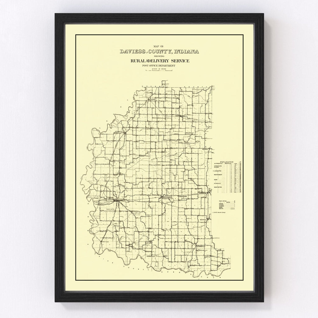 Vintage Map of Daviess County, Indiana 1910