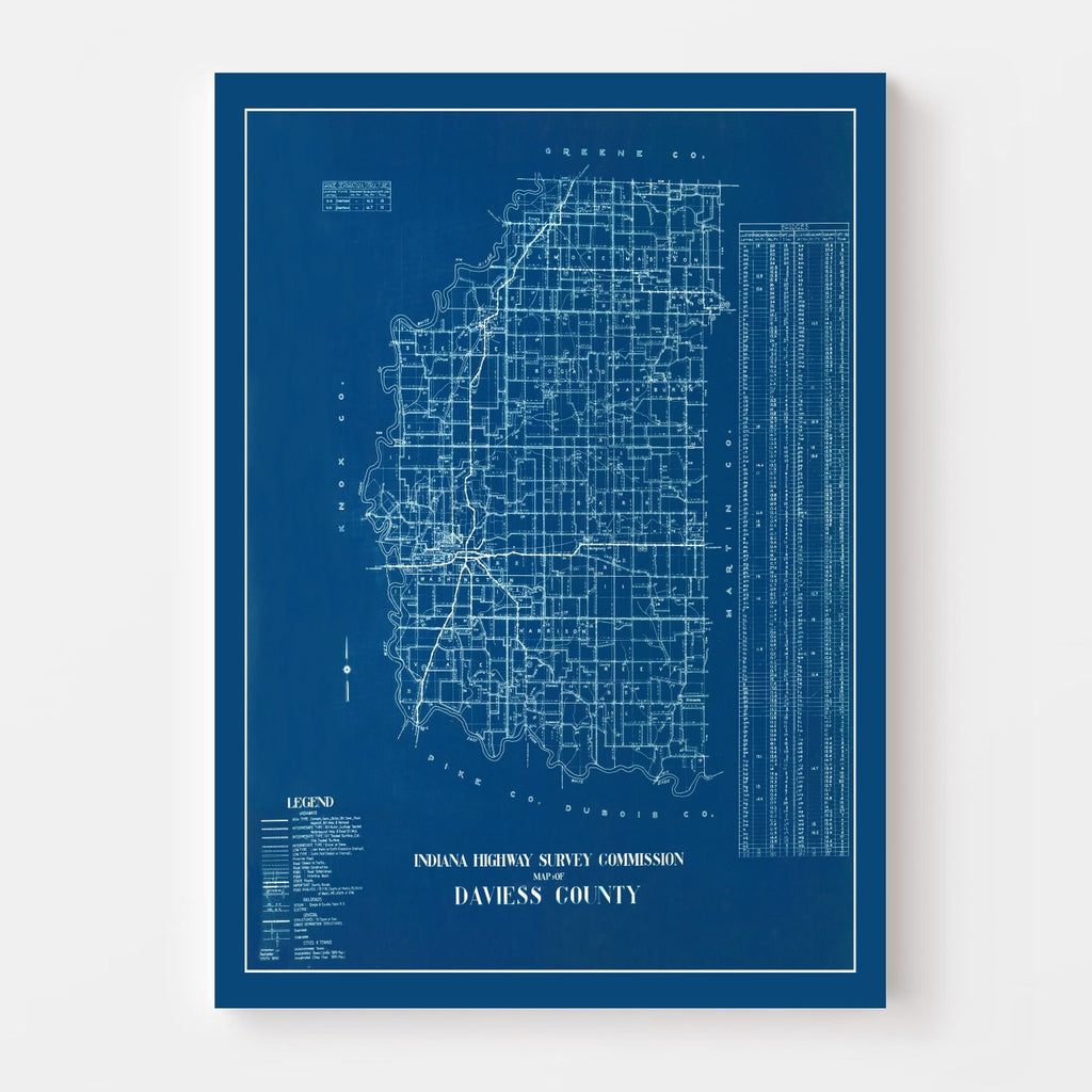 Vintage Map of Daviess County, Indiana 1936