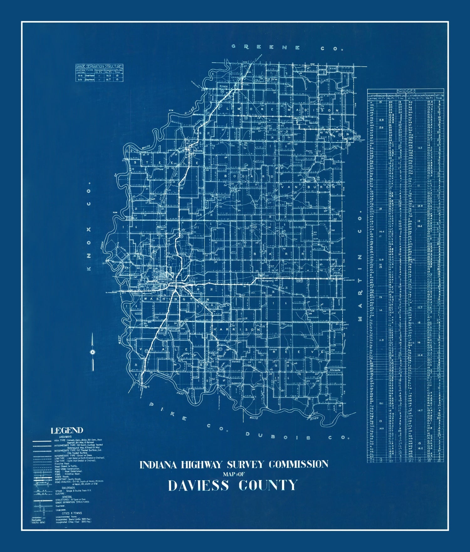 Vintage Map of Daviess County, Indiana 1936