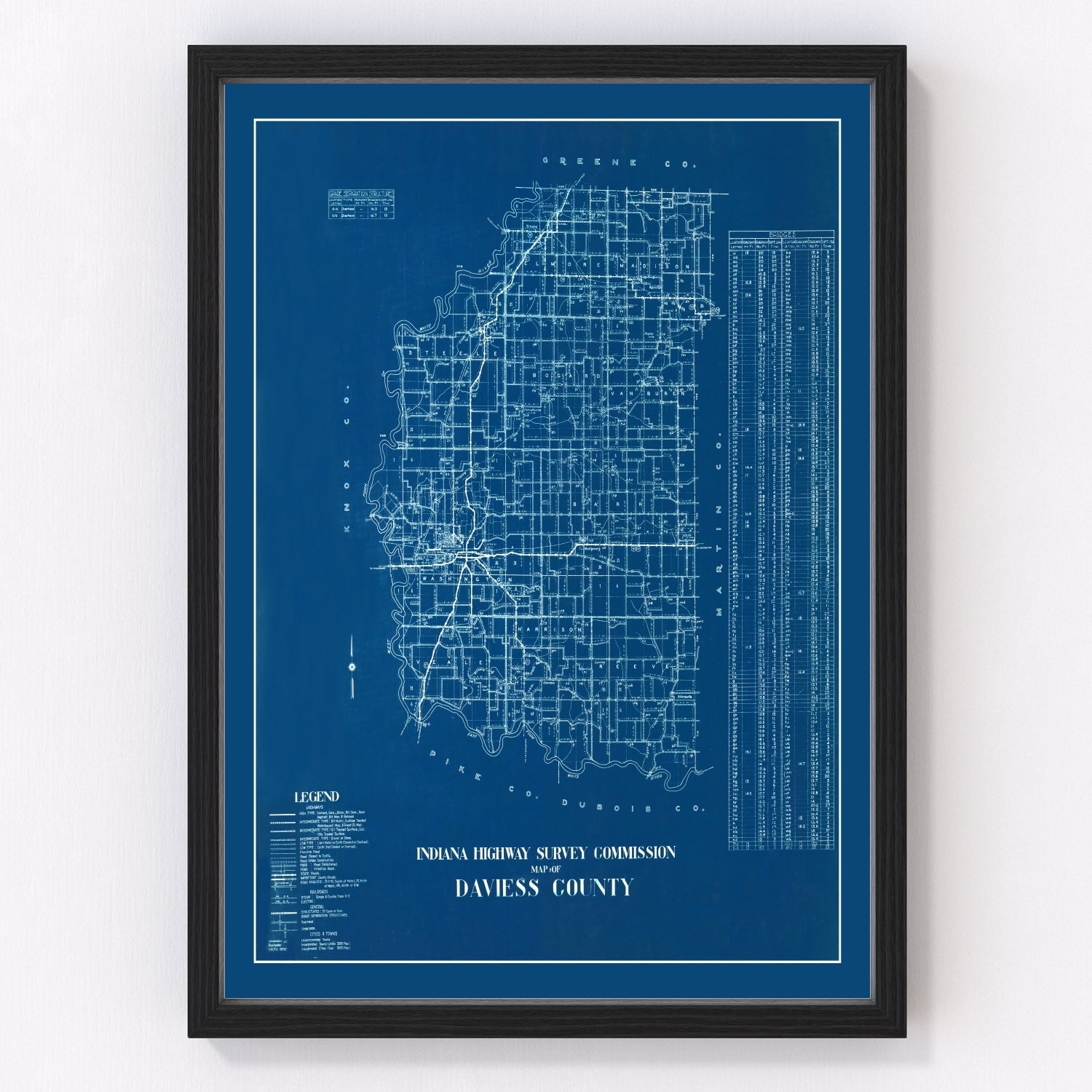 Vintage Map of Daviess County, Indiana 1936