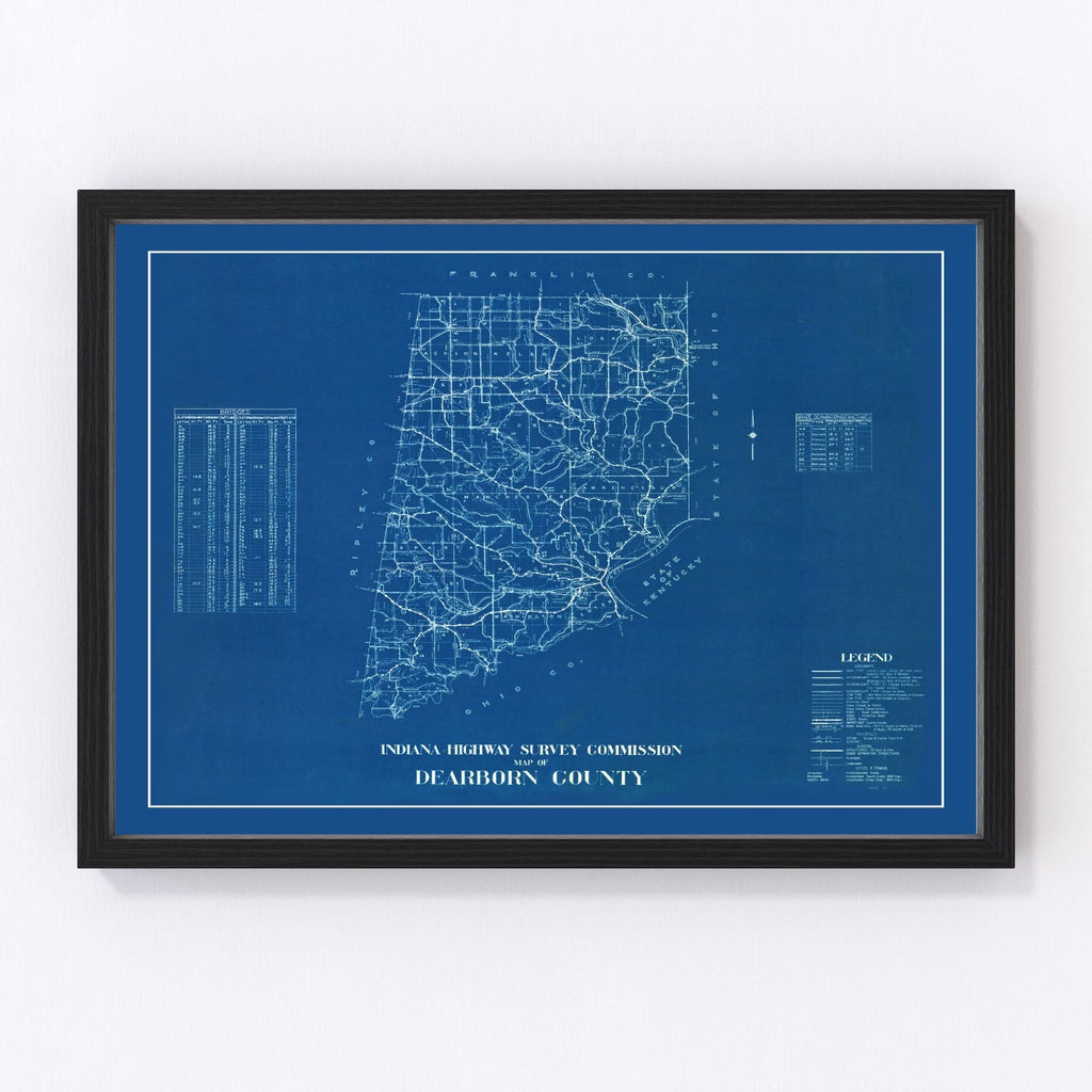 Vintage Map of Dearborn County, Indiana 1936