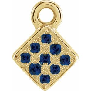 14K Yellow Gold Petite Pav���� Natural Blue Sapphire Dangle