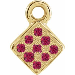 14K Yellow Gold Petite Pav���� Natural Ruby Dangle