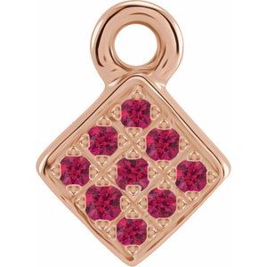 14K Rose Gold Petite Pav���� Natural Ruby Dangle