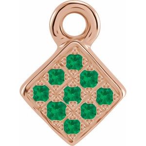 14K Rose Gold Petite Pav���� Natural Emerald Dangle