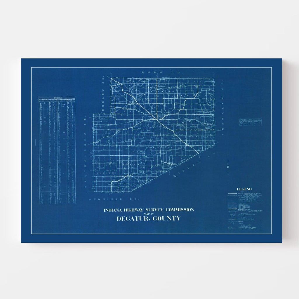 Vintage Map of Decatur County, Indiana 1936