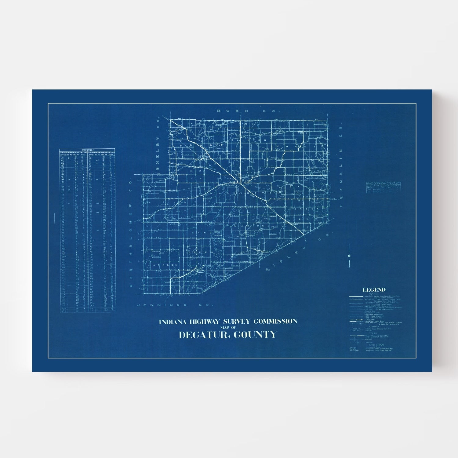 Vintage Map of Decatur County, Indiana 1936