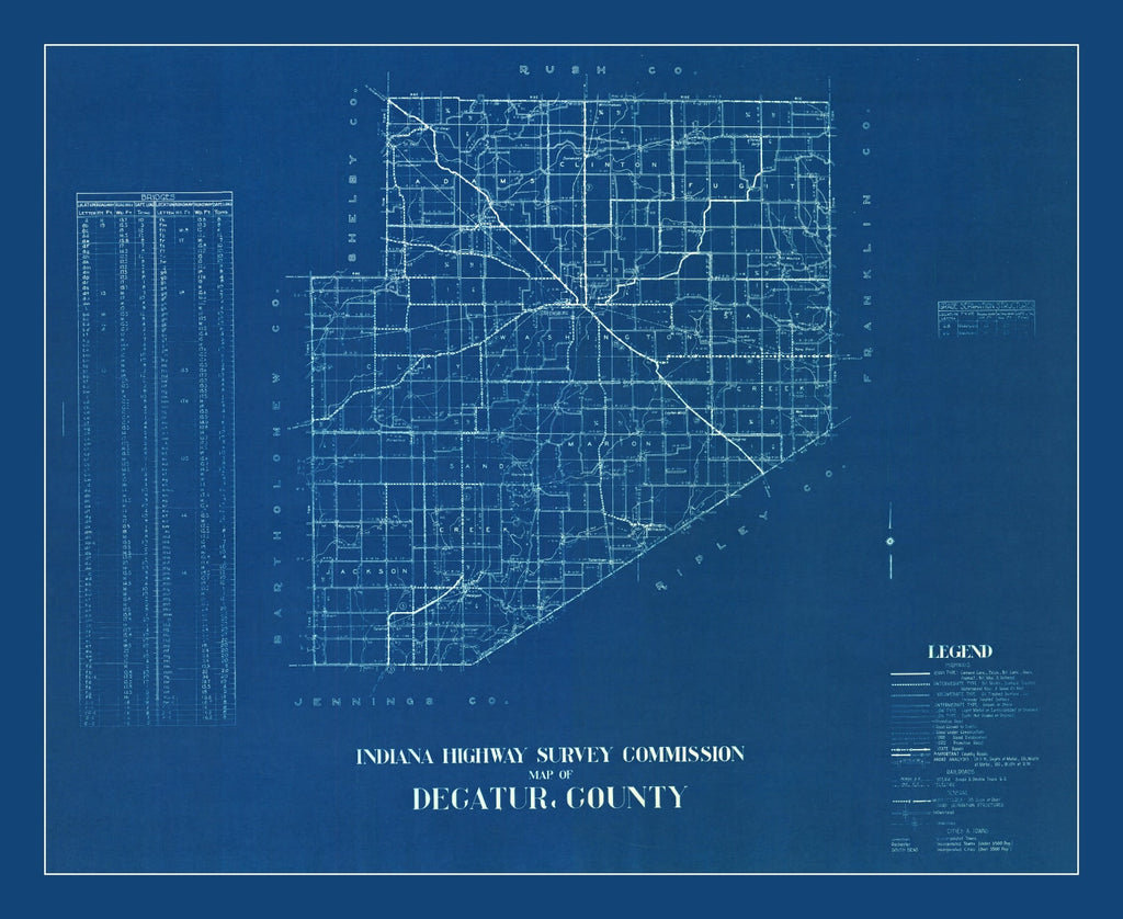 Vintage Map of Decatur County, Indiana 1936