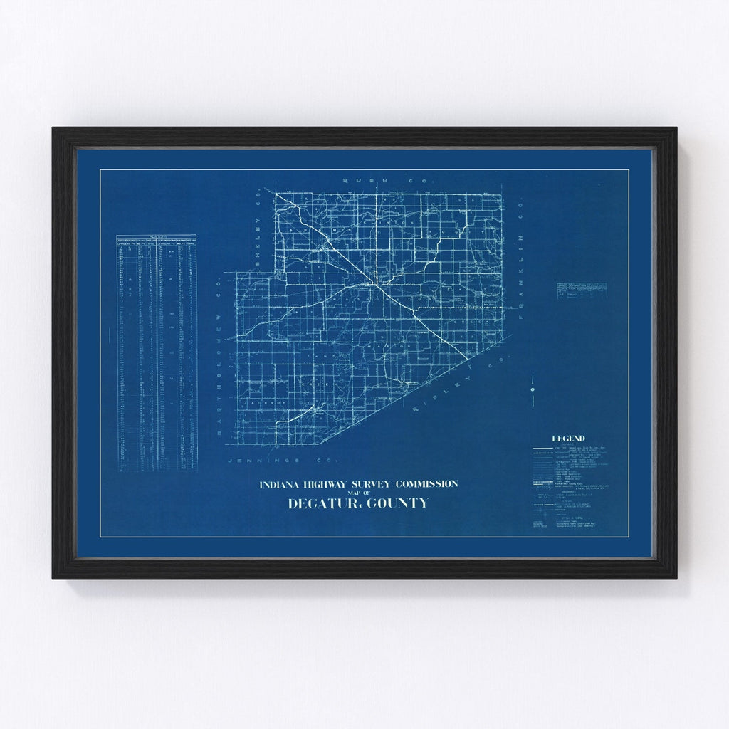 Vintage Map of Decatur County, Indiana 1936
