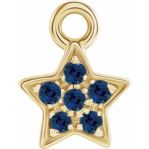 14K Yellow Gold Petite Pav���� Natural Blue Sapphire Star Dangle