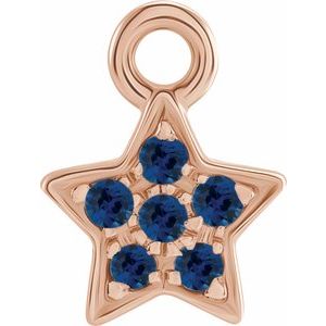 14K Rose Gold Petite Pav���� Natural Blue Sapphire Star Dangle