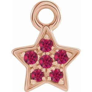 14K Rose Gold Petite Pav���� Natural Ruby Star Dangle