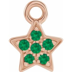 14K Rose Gold Petite Pav���� Natural Emerald Star Dangle