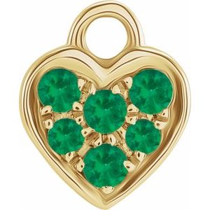 14K Yellow Gold Petite Pav���� Natural Emerald Heart Dangle