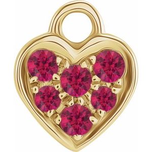 14K Yellow Gold Petite Pav���� Natural Ruby Heart Dangle