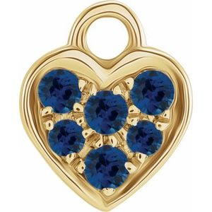 14K Yellow Gold Petite Pav���� Natural Blue Sapphire Heart Dangle