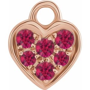 14K Rose Gold Petite Pav���� Natural Ruby Heart Dangle