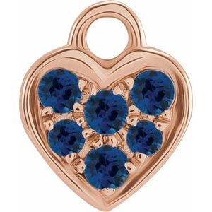 14K Rose Gold Petite Pav���� Natural Blue Sapphire Heart Dangle