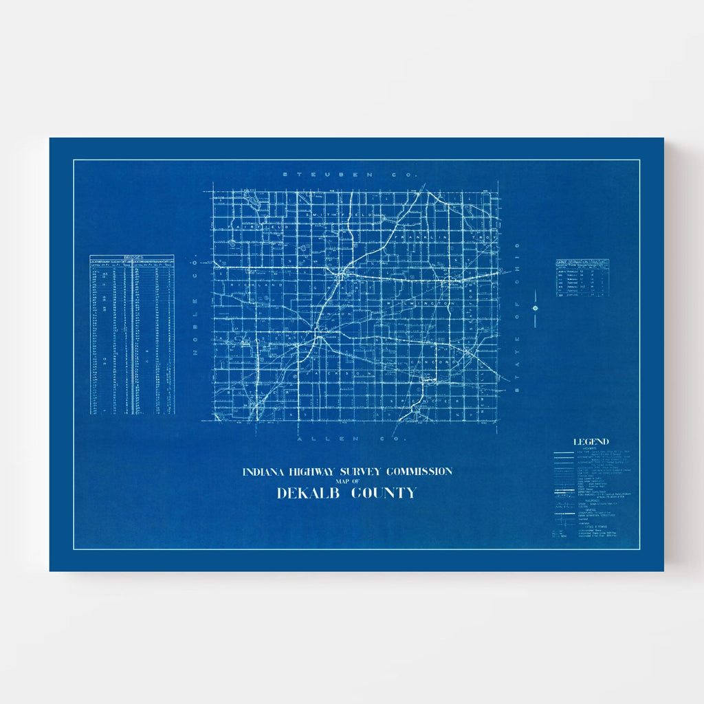 Vintage Map of DeKalb County, Indiana 1936