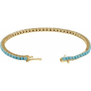 14K Yellow Gold Natural Turquoise Line 7 1/2" Bracelet – image 2