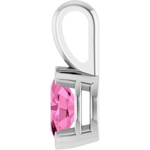 14K White Gold Lab-Grown Pink Sapphire Pendant