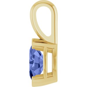 14K Yellow Gold Natural Tanzanite Solitaire Pendant